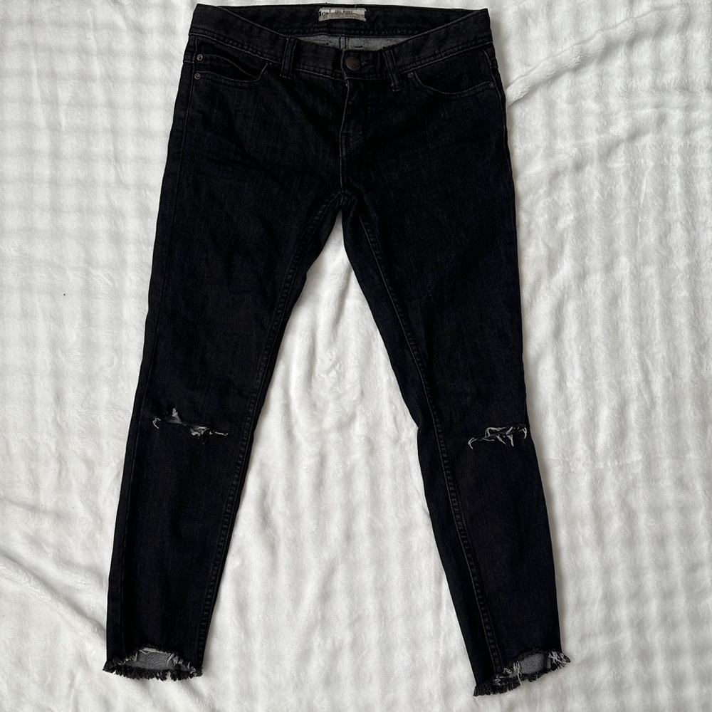 Free People Black Distressed Skinny Jeans